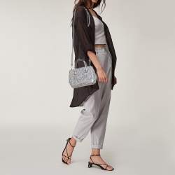 Pre Owned Dior White/Black Python Top Handle Bag