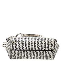 Pre Owned Dior White/Black Python Top Handle Bag