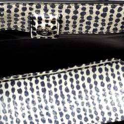 Pre Owned Dior White/Black Python Top Handle Bag
