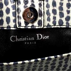 Pre Owned Dior White/Black Python Top Handle Bag