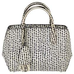 Pre Owned Dior White/Black Python Top Handle Bag