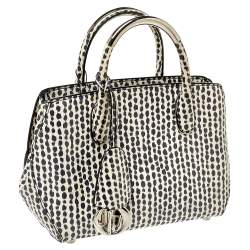 Pre Owned Dior White/Black Python Top Handle Bag