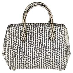 Pre Owned Dior White/Black Python Top Handle Bag