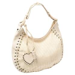 Pre Owned Dior Cream Oblique Canvas and Leather Ethnic Hobo