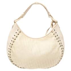 Pre Owned Dior Cream Oblique Canvas and Leather Ethnic Hobo