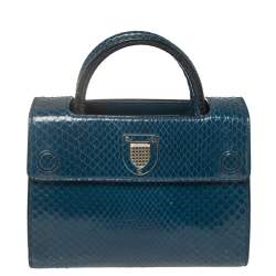 Pre Owned Dior Blue Python Mini Diorever Bag