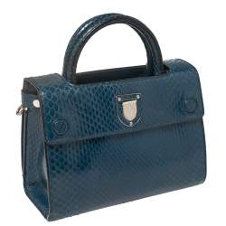 Pre Owned Dior Blue Python Mini Diorever Bag