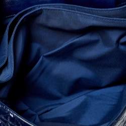 Pre Owned Dior Navy Blue Cannage Patent Leather Large New Lock Flap Shoulder Bag