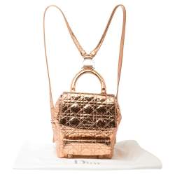 Pre Owned حقيبة ظهر ديور ستاردست جلد كاتاج ذهبي وردي ميتاليك