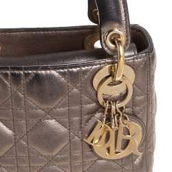 Pre Owned حقيبة ديور ليدي ديور جلد كاناج ميني ميتاليك