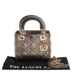 Pre Owned حقيبة ديور ليدي ديور جلد كاناج ميني ميتاليك