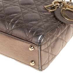 Pre Owned حقيبة ديور ليدي ديور جلد كاناج ميني ميتاليك