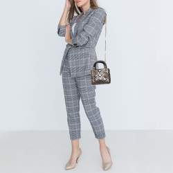 Pre Owned حقيبة ديور ليدي ديور جلد كاناج ميني ميتاليك