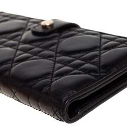 مملوكة مسبقًا Dior Black Cannage Leather Lady Dior Long Bifold Wallet