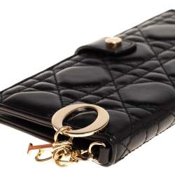 مملوكة مسبقًا Dior Black Cannage Leather Lady Dior Long Bifold Wallet