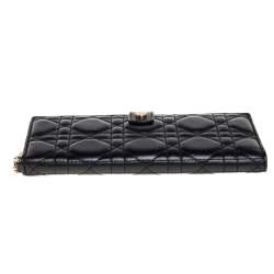 مملوكة مسبقًا Dior Black Cannage Leather Lady Dior Long Bifold Wallet