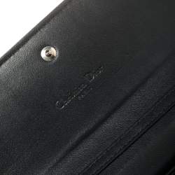 Pre Owned Dior Metallic Silver Microcannage Leather Croisiere Wallet On Chain