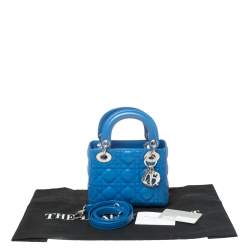 Pre Owned حقيبة ديور ميني ليدي ديور جلد كاناج أزرق