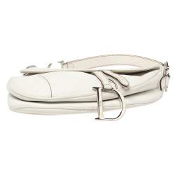 Pre Owned Dior White Leather Saddle Bag