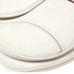 Pre Owned Dior White Leather Saddle Bag