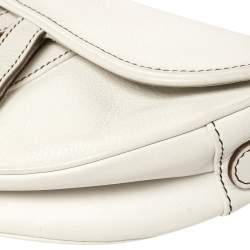 Pre Owned Dior White Leather Saddle Bag