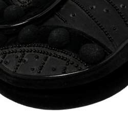 Pre Owned Dior Black Velvet/Nylon and Leather Vintage Pom Pom Embellished Saddle Bag