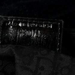 Pre Owned Dior Black Velvet/Nylon and Leather Vintage Pom Pom Embellished Saddle Bag