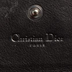 Pre Owned Dior Black Croc Embossed Patent Leather and Canvas Continental Wallet