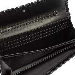Pre Owned Dior Black Croc Embossed Patent Leather and Canvas Continental Wallet