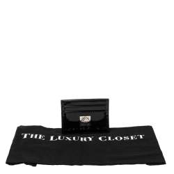 Pre Owned محفظة بطاقات ديور تيرن مي ديور جلد أسود لامع