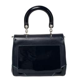 Pre Owned Dior Navy Blue Leather Small Be Dior Flap Top Handle Bag