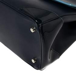 Pre Owned Dior Navy Blue Leather Small Be Dior Flap Top Handle Bag