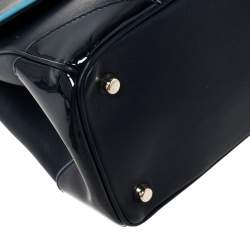 Pre Owned Dior Navy Blue Leather Small Be Dior Flap Top Handle Bag