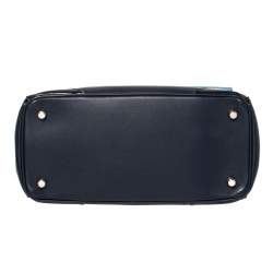 Pre Owned Dior Navy Blue Leather Small Be Dior Flap Top Handle Bag