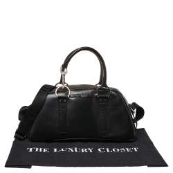 Pre Owned Dior Black Leather Crytal Hook Bowling Bag