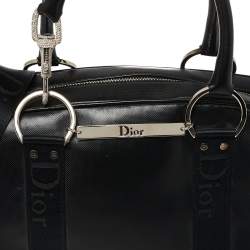 Pre Owned Dior Black Leather Crytal Hook Bowling Bag