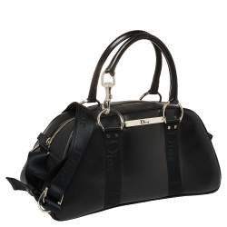 Pre Owned Dior Black Leather Crytal Hook Bowling Bag