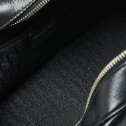 Pre Owned Dior Black Leather Crytal Hook Bowling Bag