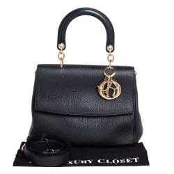 Pre Owned Dior Black Leather Small Be Dior Flap Top Handle Bag