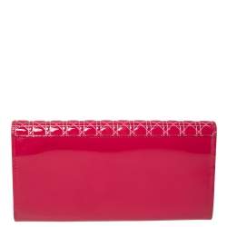 مملوكة مسبقًا Dior Pink Cannage Patent Leather Flap Continental Wallet