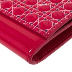 مملوكة مسبقًا Dior Pink Cannage Patent Leather Flap Continental Wallet