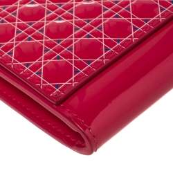 مملوكة مسبقًا Dior Pink Cannage Patent Leather Flap Continental Wallet