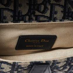 Pre Owned Dior Blue Diorissimo Canvas and Leather Mini Saddle Shoulder Bag