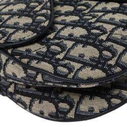 Pre Owned Dior Blue Diorissimo Canvas and Leather Mini Saddle Shoulder Bag