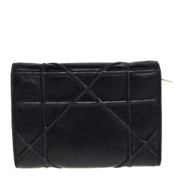 مملوكة مسبقًا Dior Black Leather Diorama Compact Wallet