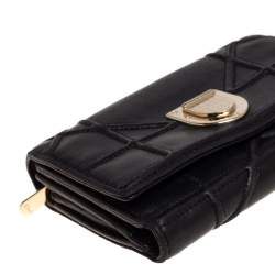 مملوكة مسبقًا Dior Black Leather Diorama Compact Wallet