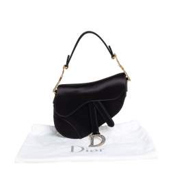 Pre Owned Dior Black Satin Mini Saddle Shoulder Bag