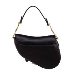 Pre Owned Dior Black Satin Mini Saddle Shoulder Bag