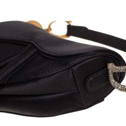Pre Owned Dior Black Satin Mini Saddle Shoulder Bag