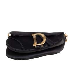 Pre Owned Dior Black Satin Mini Saddle Shoulder Bag